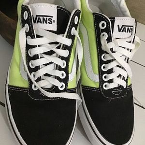 Vans off the Wall Neon Yellow & Black with White Checkered Base Sz 7 Men’s EUC